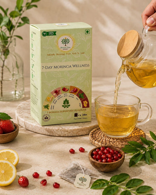 BloomTree 7-Day Moringa Wellness | Moringa Assorted Herbal Infusions | 25 Tea Bags