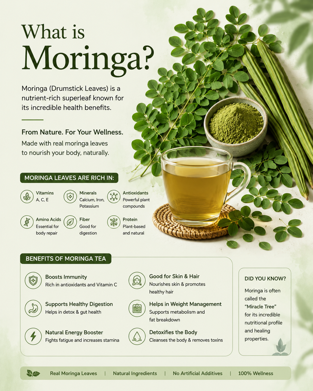BloomTree 7-Day Moringa Wellness | Moringa Assorted Herbal Infusions | 25 Tea Bags